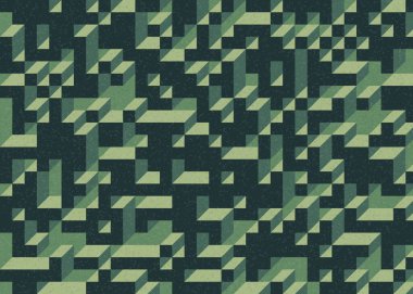 Edward Zajecs 2. Cubo 'nun 1971' deki uygulaması. Esasen 8 taştan oluşan bir Truchet fayans seti ve yerleştirme sanatı illüstrasyonu için kurallar 