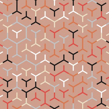  Altıgen Labirent deseni soyut illüstrasyon