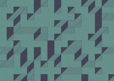 Edward Zajecs 2. Cubo 'nun 1971' deki uygulaması. Esasen 8 taştan oluşan bir Truchet fayans seti ve yerleştirme sanatı illüstrasyonu için kurallar.