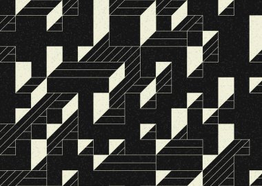 Edward Zajecs 2. Cubo 'nun 1971' deki uygulaması. Esasen 8 taştan oluşan bir Truchet fayans seti ve yerleştirme sanatı illüstrasyonu için kurallar.