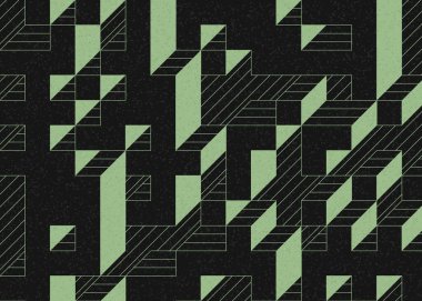 Edward Zajecs 2. Cubo 'nun 1971' deki uygulaması. Esasen 8 taştan oluşan bir Truchet fayans seti ve yerleştirme sanatı illüstrasyonu için kurallar.