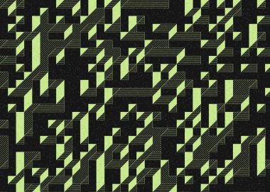 Edward Zajecs 2. Cubo 'nun 1971' deki uygulaması. Esasen 8 taştan oluşan bir Truchet fayans seti ve yerleştirme sanatı illüstrasyonu için kurallar.