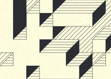 Edward Zajecs 2. Cubo 'nun 1971' deki uygulaması. Esasen 8 taştan oluşan bir Truchet fayans seti ve yerleştirme sanatı illüstrasyonu için kurallar.