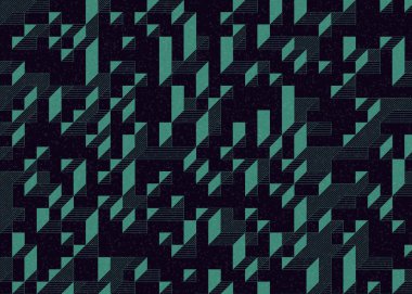 Edward Zajecs 2. Cubo 'nun 1971' deki uygulaması. Esasen 8 taştan oluşan bir Truchet fayans seti ve yerleştirme sanatı illüstrasyonu için kurallar.