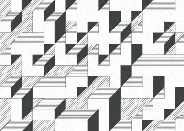 Edward Zajecs 2. Cubo 'nun 1971' deki uygulaması. Esasen 8 taştan oluşan bir Truchet fayans seti ve yerleştirme sanatı illüstrasyonu için kurallar 