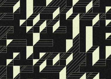 Edward Zajecs 2. Cubo 'nun 1971' deki uygulaması. Esasen 8 taştan oluşan bir Truchet fayans seti ve yerleştirme sanatı illüstrasyonu için kurallar 