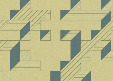 Edward Zajecs 2. Cubo 'nun 1971' deki uygulaması. Esasen 8 taştan oluşan bir Truchet fayans seti ve yerleştirme sanatı illüstrasyonu için kurallar.