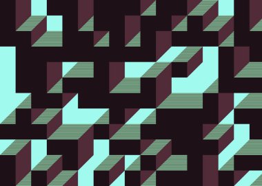 Edward Zajecs 2. Cubo 'nun 1971' deki uygulaması. Esasen 8 taştan oluşan bir Truchet fayans seti ve yerleştirme sanatı illüstrasyonu için kurallar.