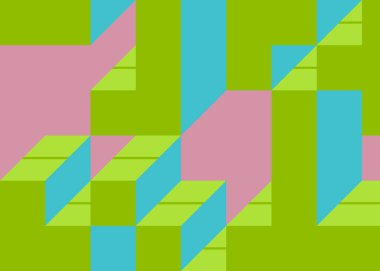 Edward Zajecs 2. Cubo 'nun 1971' deki uygulaması. Esasen 8 taştan oluşan bir Truchet fayans seti ve yerleştirme sanatı illüstrasyonu için kurallar.