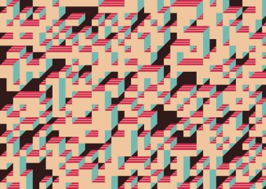 Edward Zajecs 2. Cubo 'nun 1971' deki uygulaması. Esasen 8 taştan oluşan bir Truchet fayans seti ve yerleştirme sanatı illüstrasyonu için kurallar.