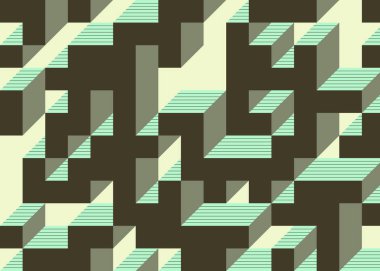 Edward Zajecs 2. Cubo 'nun 1971' deki uygulaması. Esasen 8 taştan oluşan bir Truchet fayans seti ve yerleştirme sanatı illüstrasyonu için kurallar.