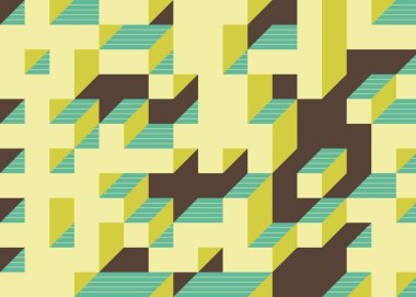 Edward Zajecs 2. Cubo 'nun 1971' deki uygulaması. Esasen 8 taştan oluşan bir Truchet fayans seti ve yerleştirme sanatı illüstrasyonu için kurallar.