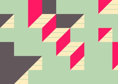 Edward Zajecs 2. Cubo 'nun 1971' deki uygulaması. Esasen 8 taştan oluşan bir Truchet fayans seti ve yerleştirme sanatı illüstrasyonu için kurallar.