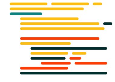 Ekran vektör illüstrasyonunda kod, düz çizgi çizgi kodlama çizgileri simülasyonu