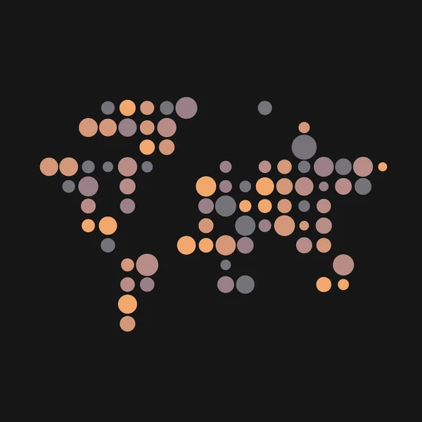 World Silhouet Pixelated Patroon Kaart Illustratie — Stockvector