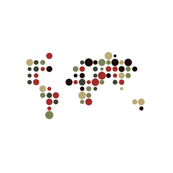 World Silhouet Pixelated Patroon Kaart Illustratie — Stockvector