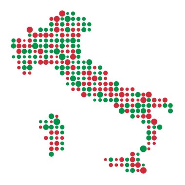 İtalya Silüeti Resmedilmiş Desenli Harita Çizimi