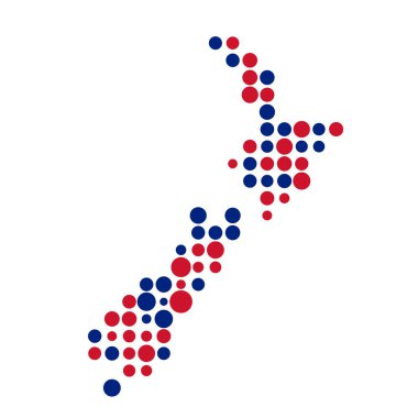 Yeni Zelanda Silüeti Resmedilmiş Desen Haritası Çizimi