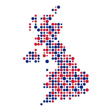 Birleşik Krallık Silüeti Resmedilmiş Desenli Harita Çizimi