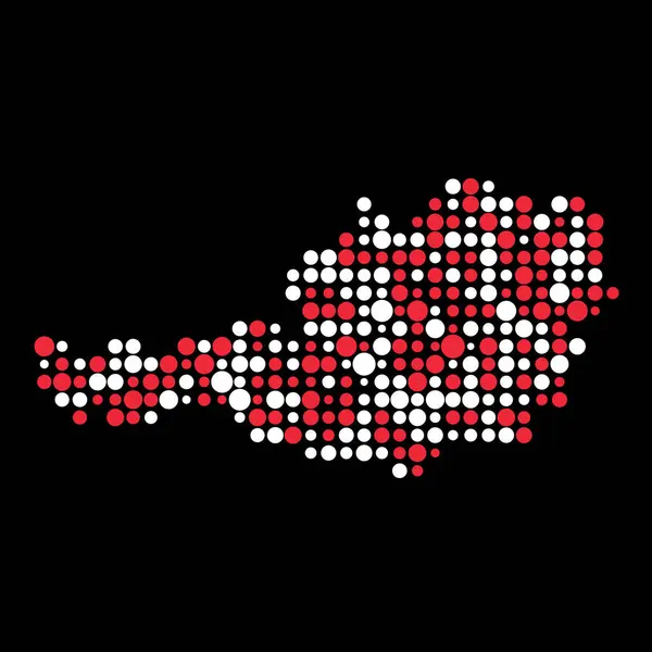 Austria Silhouette Pixelated Patrón Mapa Ilustración — Vector de stock