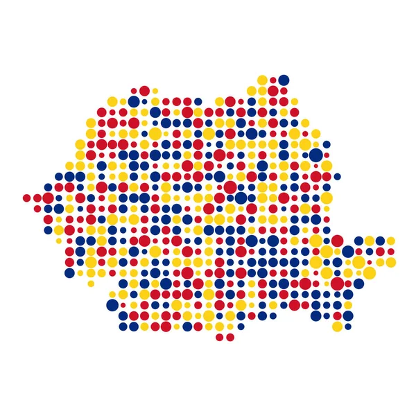 Romania Silhouette Pixelated Modello Mappa Illustrazione — Vettoriale Stock