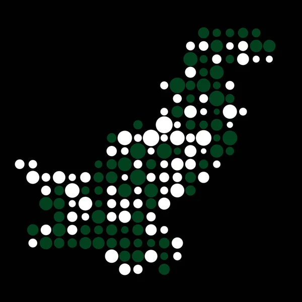 Pakistan Silhouet Pixelated Patroon Kaart Illustratie — Stockvector