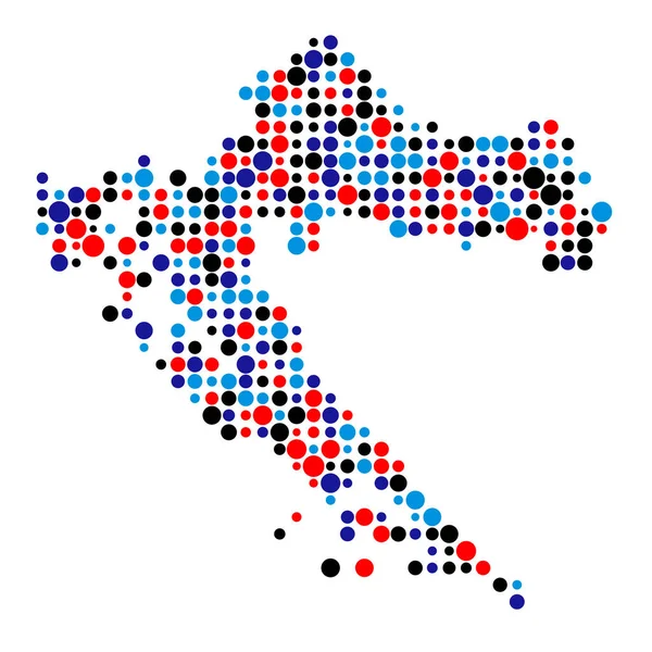 Kroatië Silhouet Pixelated Patroon Kaart Illustratie — Stockvector