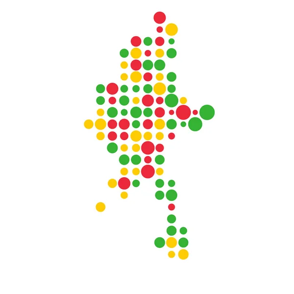Myanmar Silhouette Pixelated Pattern Map Illustration — Stock Vector
