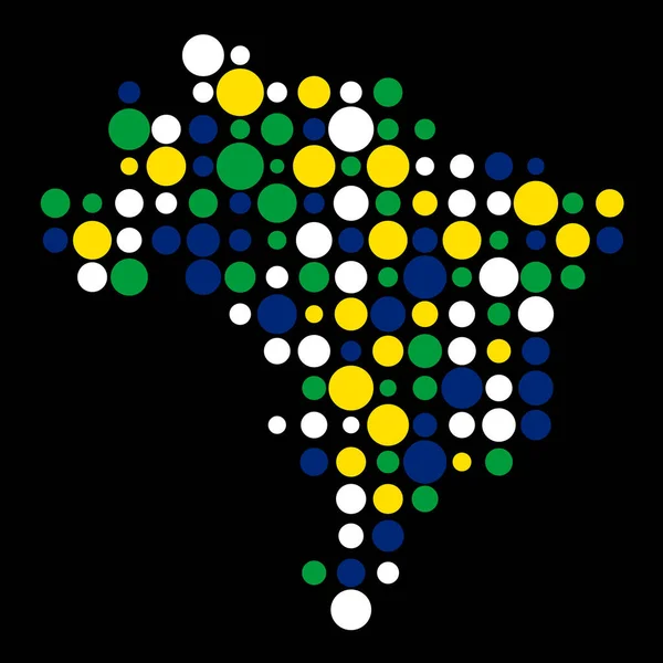 Brazilië Silhouet Pixelated Patroon Kaart Illustratie — Stockvector