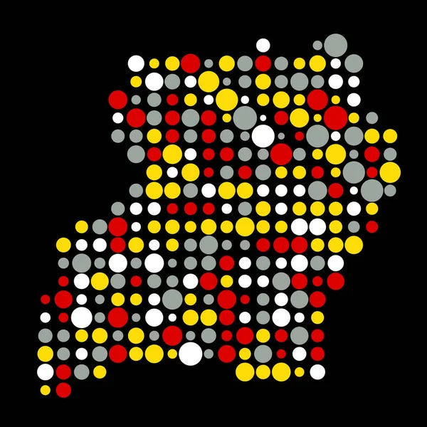 Uganda Silhouette Pixelado Ilustração Mapa Padrão —  Vetores de Stock
