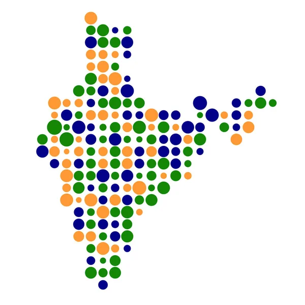 India Silhouet Pixelated Patroon Kaart Illustratie — Stockvector