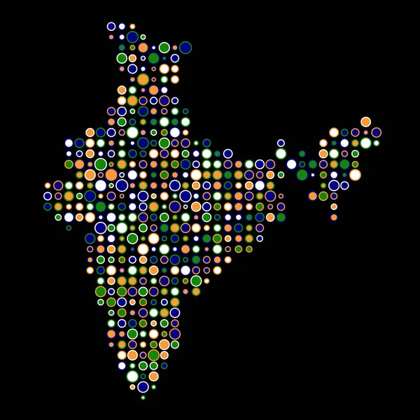 Индийский Силуэт Пикселированная Карта Рисунка — стоковый вектор