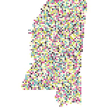 Mississippi Silüeti Pikselleştirilmiş desen haritası çizimi