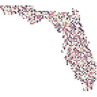 Florida Silueti Resimli Desenli Harita Çizimi