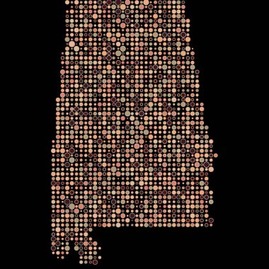 Alabama Silüeti Pikselleştirilmiş desen haritası çizimi