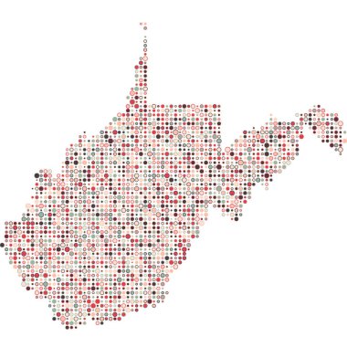 Batı Virginia Silüeti Pikselleştirilmiş desen haritası çizimi