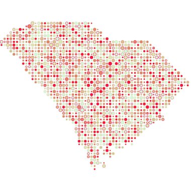 Güney Carolina Silüeti Pikselleştirilmiş desen haritası çizimi