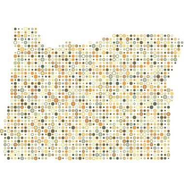 Oregon Silueti Resimli Desenli Harita Çizimi