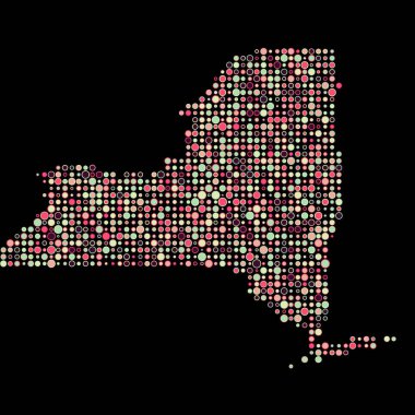 New York Silueti Resimli Desenli Harita Çizimi