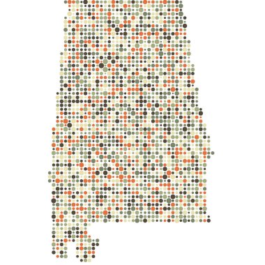 Alabama Silüeti Pikselleştirilmiş desen haritası çizimi