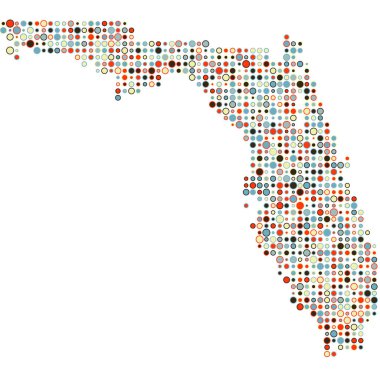 Florida Silueti Resimli Desenli Harita Çizimi