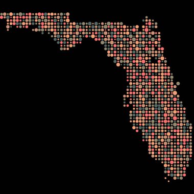 Florida Silueti Resimli Desenli Harita Çizimi