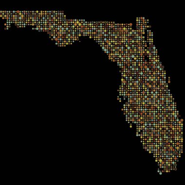 Florida Silueti Resimli Desenli Harita Çizimi