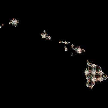 Hawaii Silueti Resimli Desenli Harita Çizimi