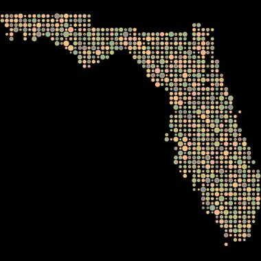 Florida Silueti Resimli Desenli Harita Çizimi
