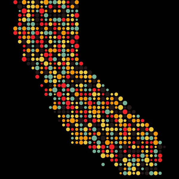 California Silhouette Pixelated Pattern Map Illustration — Stock Vector