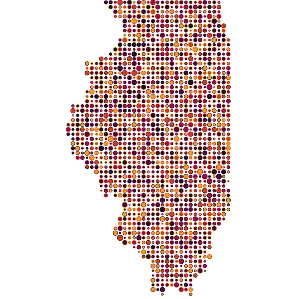 Illinois Silueti Pikselli Desen Haritası Çizimi — Stok Vektör
