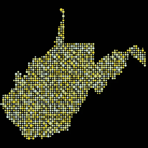 West Virginia Silhouette Verpixeltes Muster Kartenillustration — Stockvektor