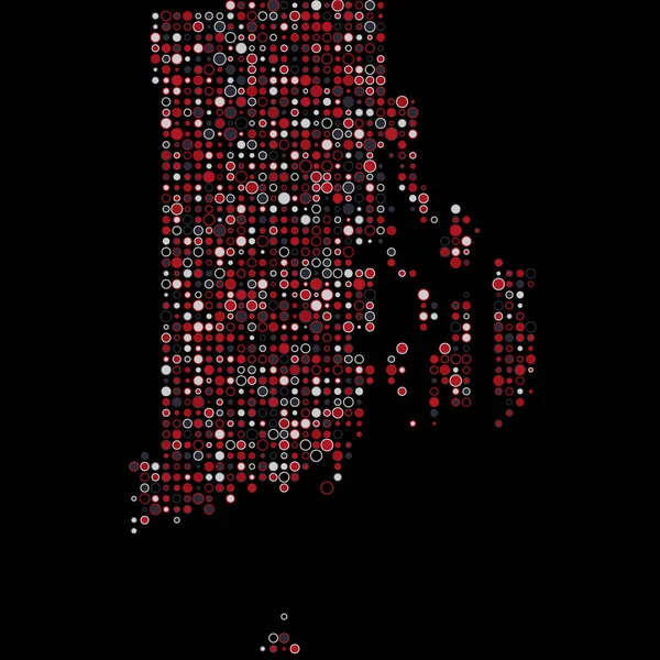Rhode Island Silhouette Pixelated Minta Térkép Illusztráció — Stock Vector
