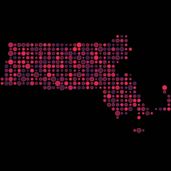 Massachusetts Silhouette Pixelated Pattern Map Illustration — Stock Vector